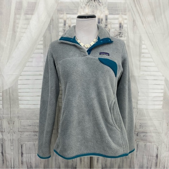Patagonia Size Medium M Blue Grey Re-Tool Snap T Fleece Long Sleeve Pullover - Picture 1 of 12